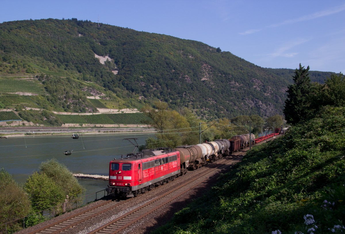 151 031-2 mit einem gemischten Güterzug in Trechtingshausen am 17.09.14