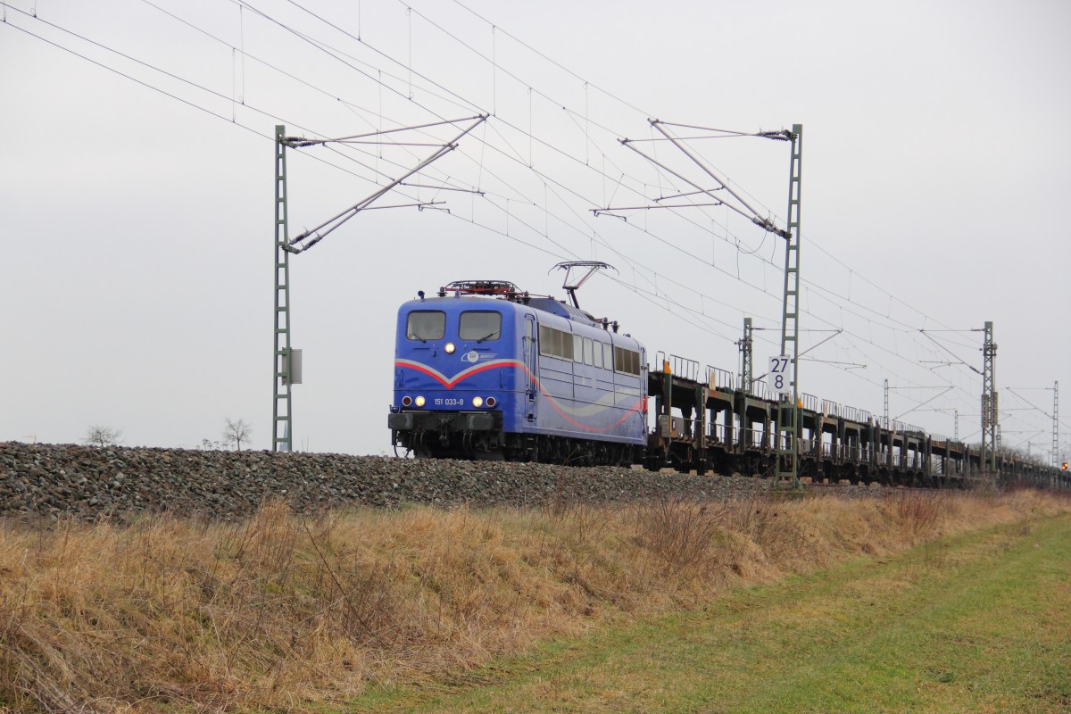 151 033-8 SRI/ EGP bei Reundorf am 11.02.2015.