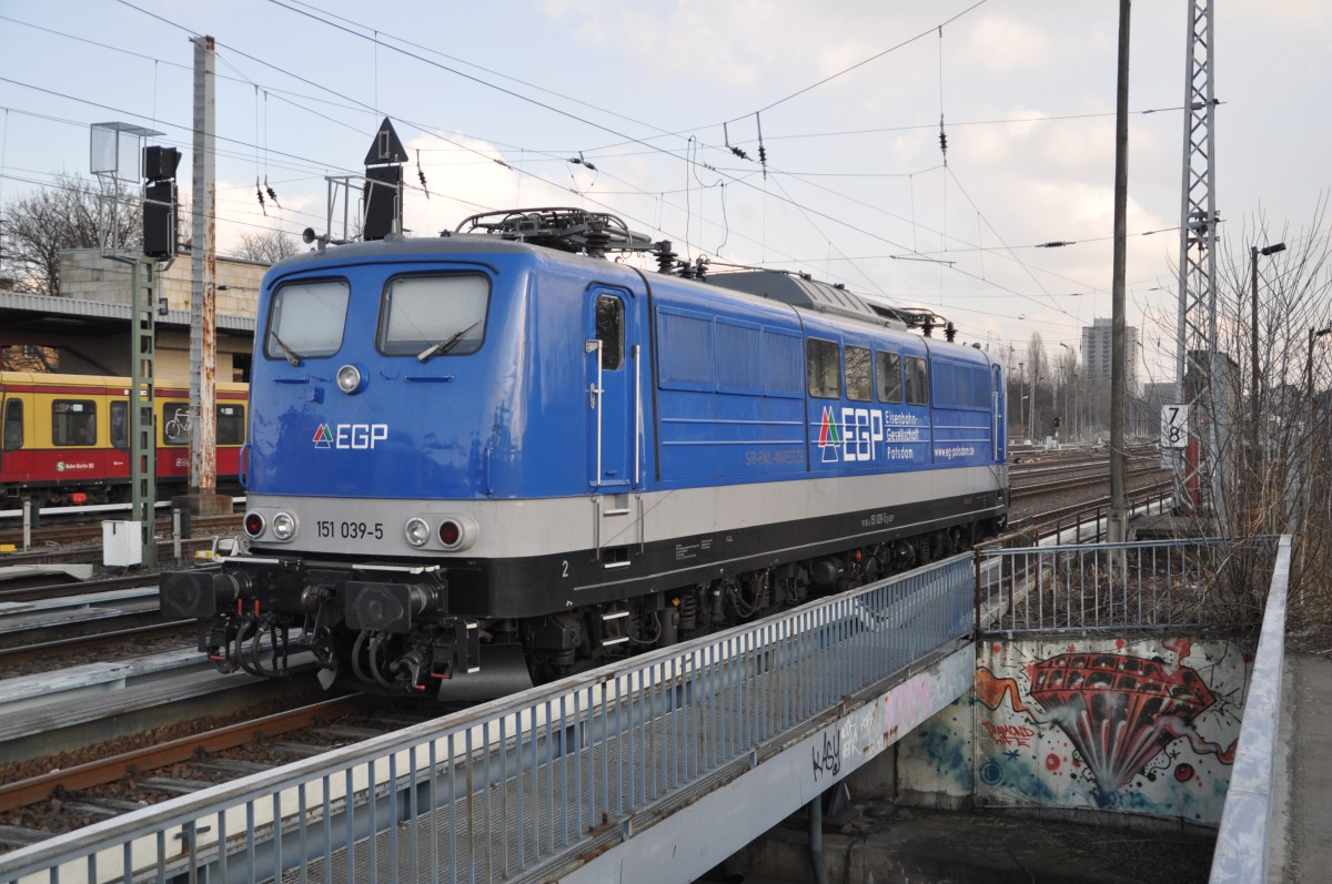 151 039  der EGP am 20.02.2014 abgestellt in Berlin Greifswalder Str.