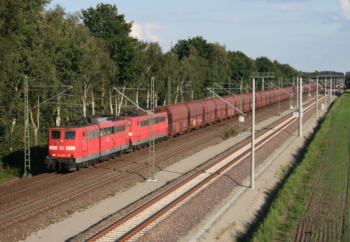 151 048 mit GM 60212 (Beddingen VPS–Hamburg-Waltershof) am 27.08.2014 zwischen Radbruch und Winsen (Luhe)