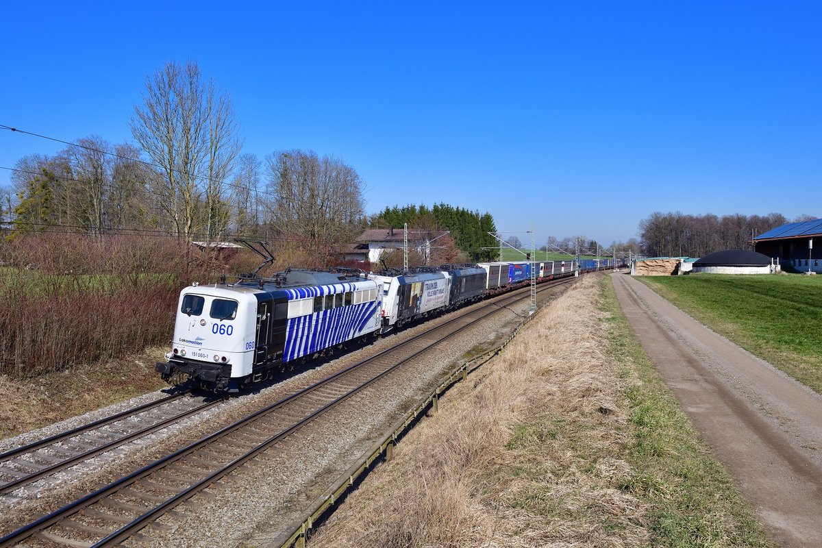 151 060 + 186 443 + 185 571 mit DGS 43821 am 18.03.2020 bei Vogl.