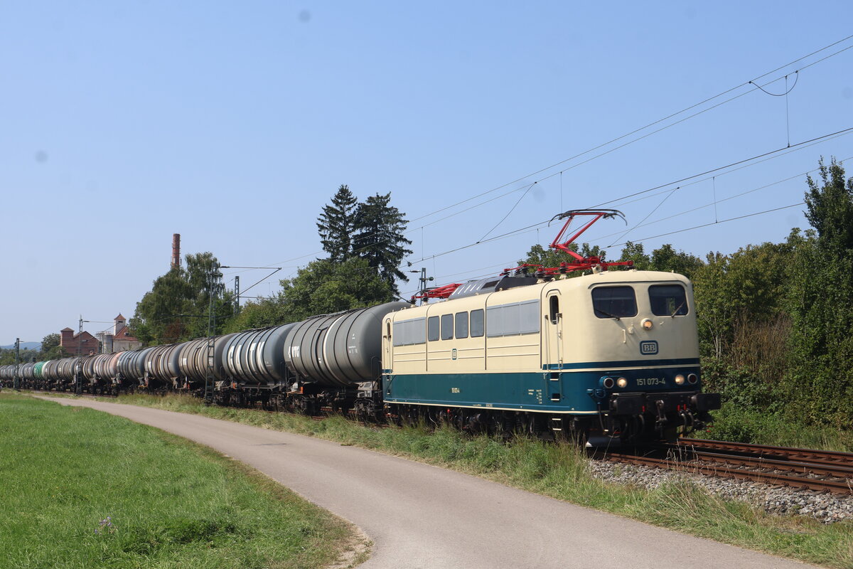 151 073-4 am 12.8.2025 zwischen Urbach bei Schorndorf und Plüderhausen 