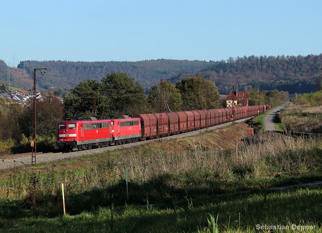 151 077 und 048 halfen am 31.10.13 zwei 185ern den Spessart zu bezwingen