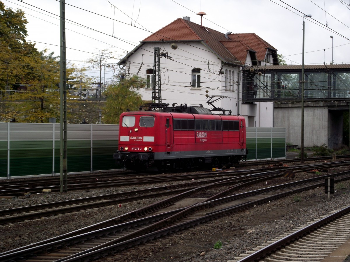151 078-3 rückt wieder in Mainz-Bischofsheim rein am 17.10.13