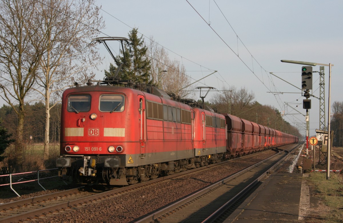 151 091 mit CS 60204 (Beddingen VPS–Hamburg-Waltershof Hansaport) am 21.03.2011 in Radbruch