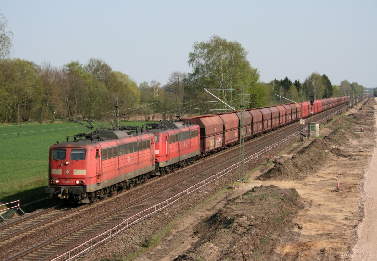 151 095 mit CS 60212 (Beddingen VPS–Hamburg-Waltershof Hansaport) am 21.04.2011 zwischen Bardowick und Radbruch