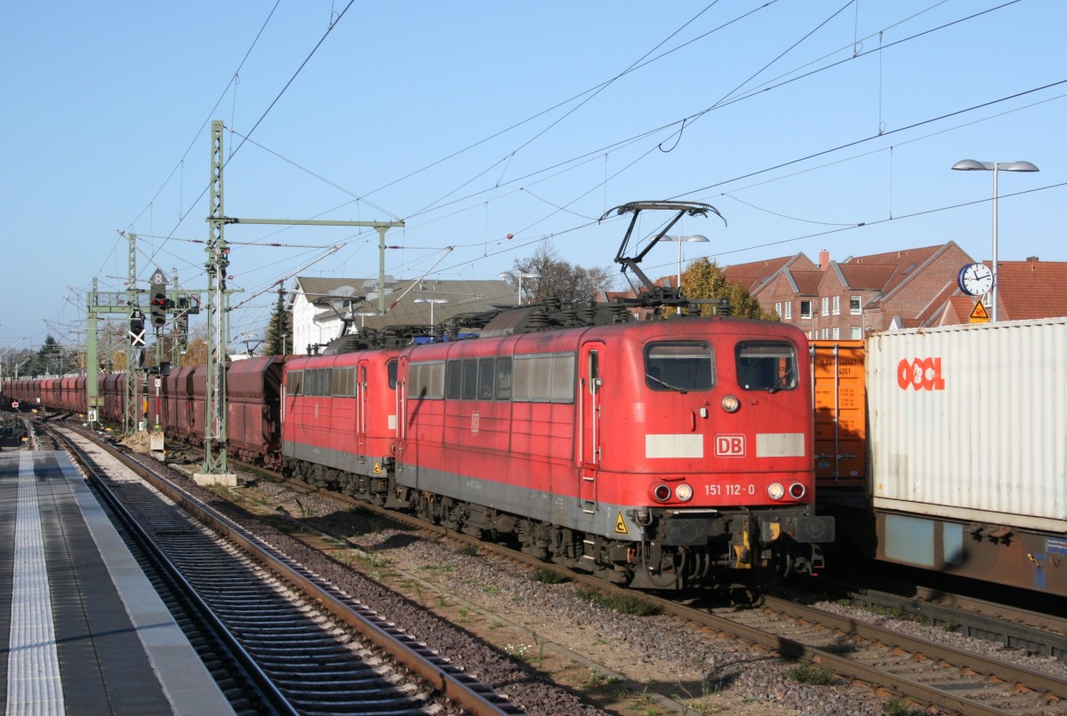 151 112 mit GM 60205 (Hamburg-Waltershof–Beddingen VPS) am 13.11.2013 in Winsen (Luhe)