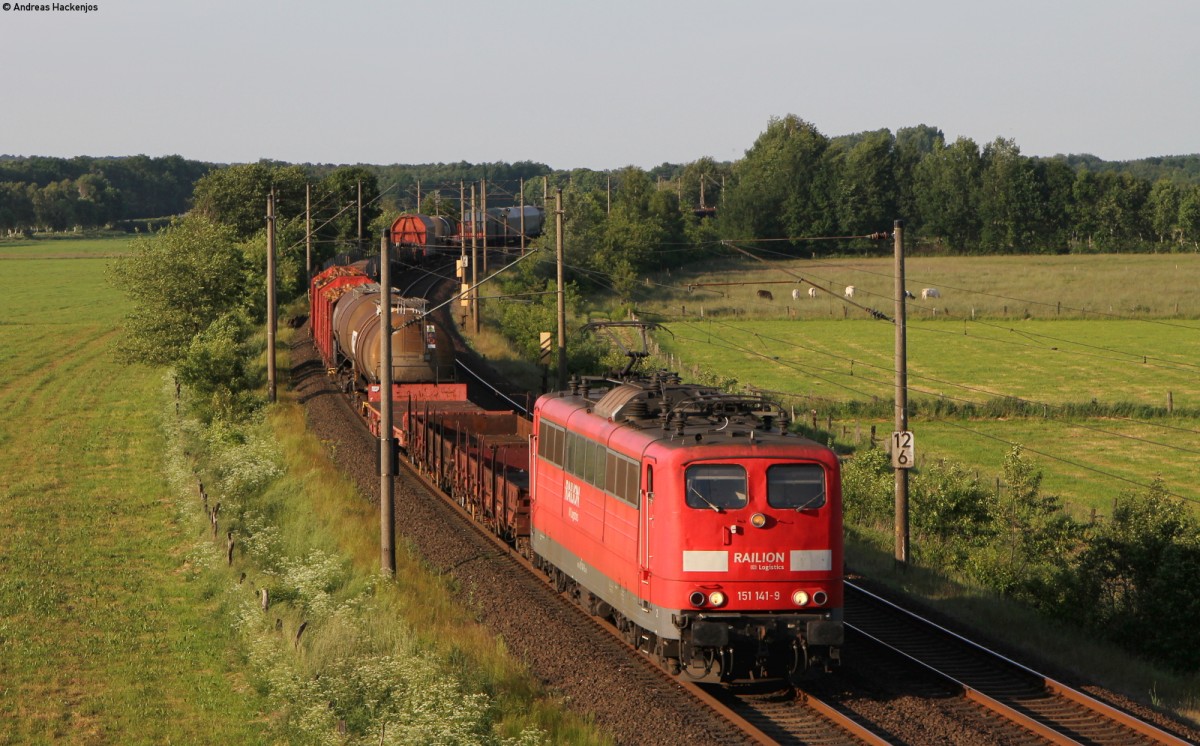 151 141-9 mit einem Mischer bei Ramelsloh 30.5.14