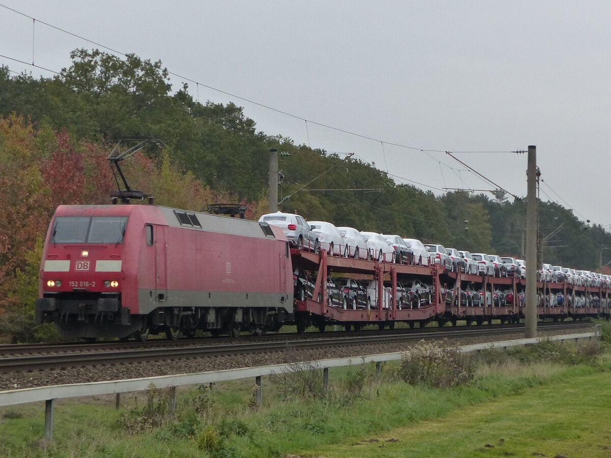 152 016 mit Auto-Ganzzug bei Rheine, 01.11.19