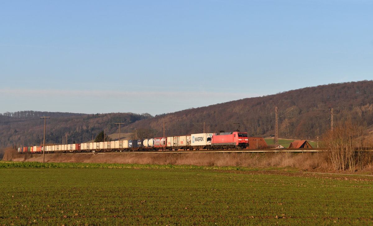 152 016 mit GC 50401 (Maschen Rbf - Burghausen Wackerwerk) am 21.01.2020 bei Beulshausen