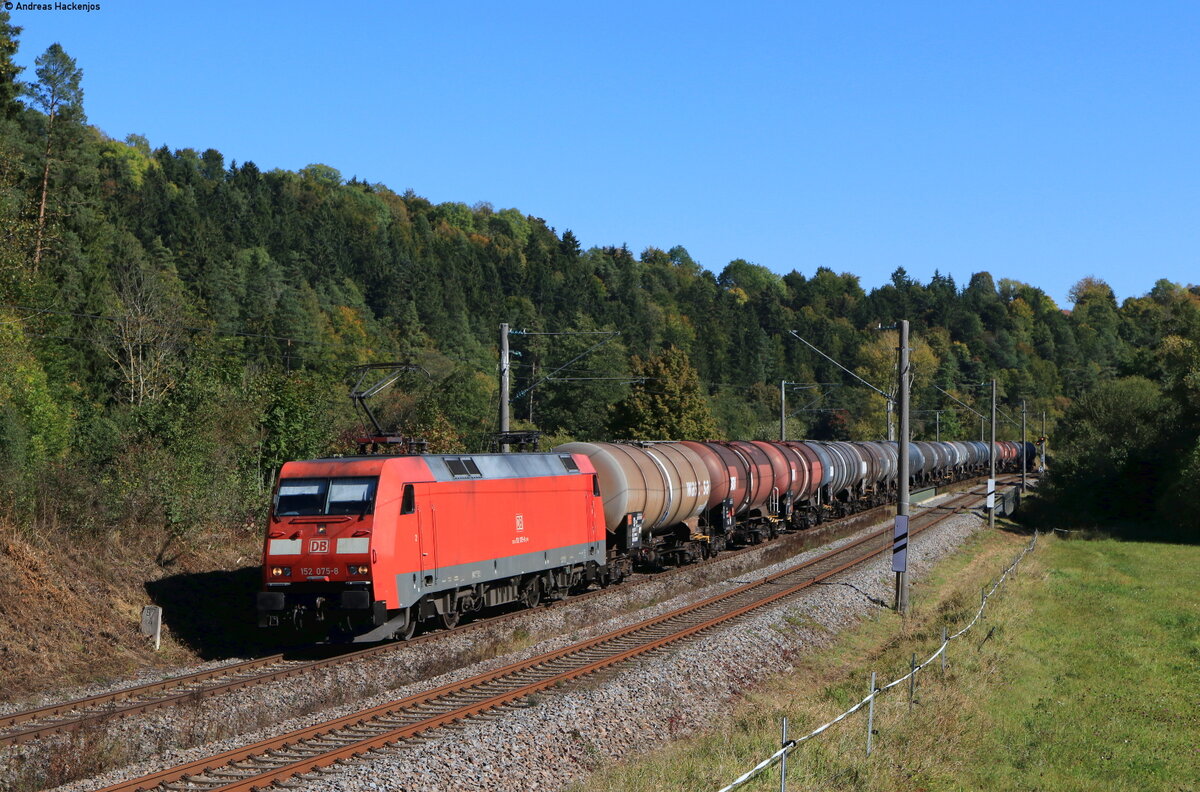 152 078-5 mit dem GAGC 68362 (Karlsruhe Raffinerie-Rammelswiesen) bei Aufen 9.10.21
