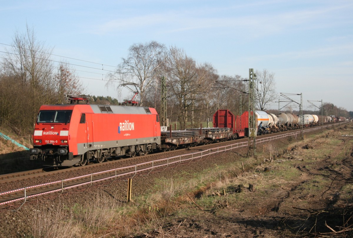 152 084 mit EZ 51274 (Seelze Rbf–Maschen Rbf) am 24.03.2012 zwischen Radbruch und Winsen (Luhe)