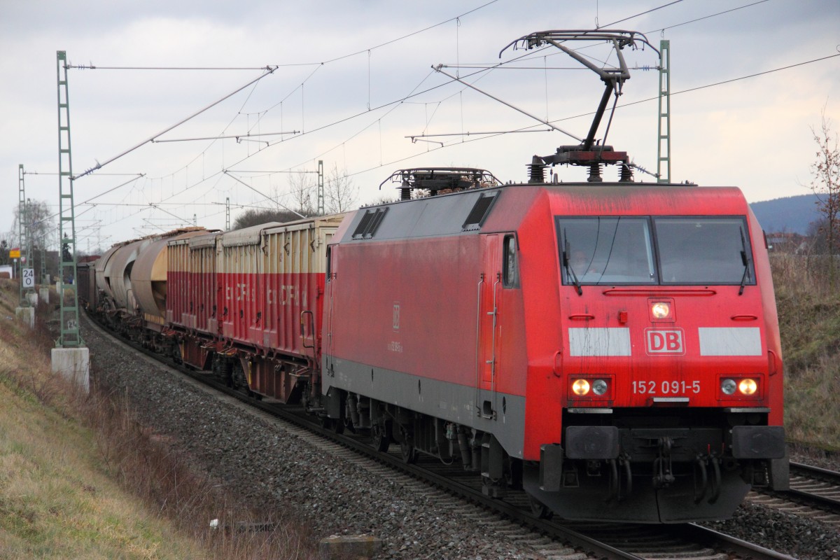152 091-5 DB Schenker bei Staffelstein am 19.02.2014.