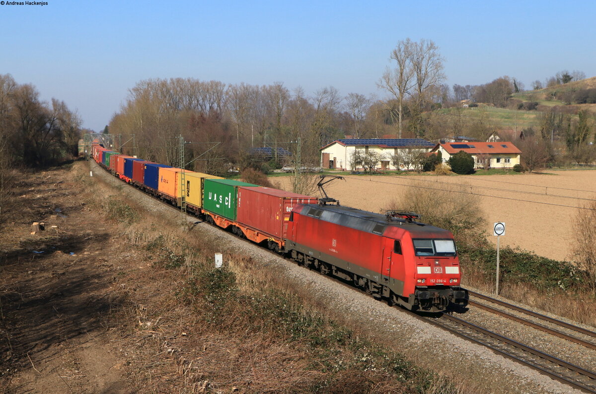 152 096-4 mit dem KT 50309 (Maschen Rbf - Basel Bad Rbf) bei Riegel 4.3.22