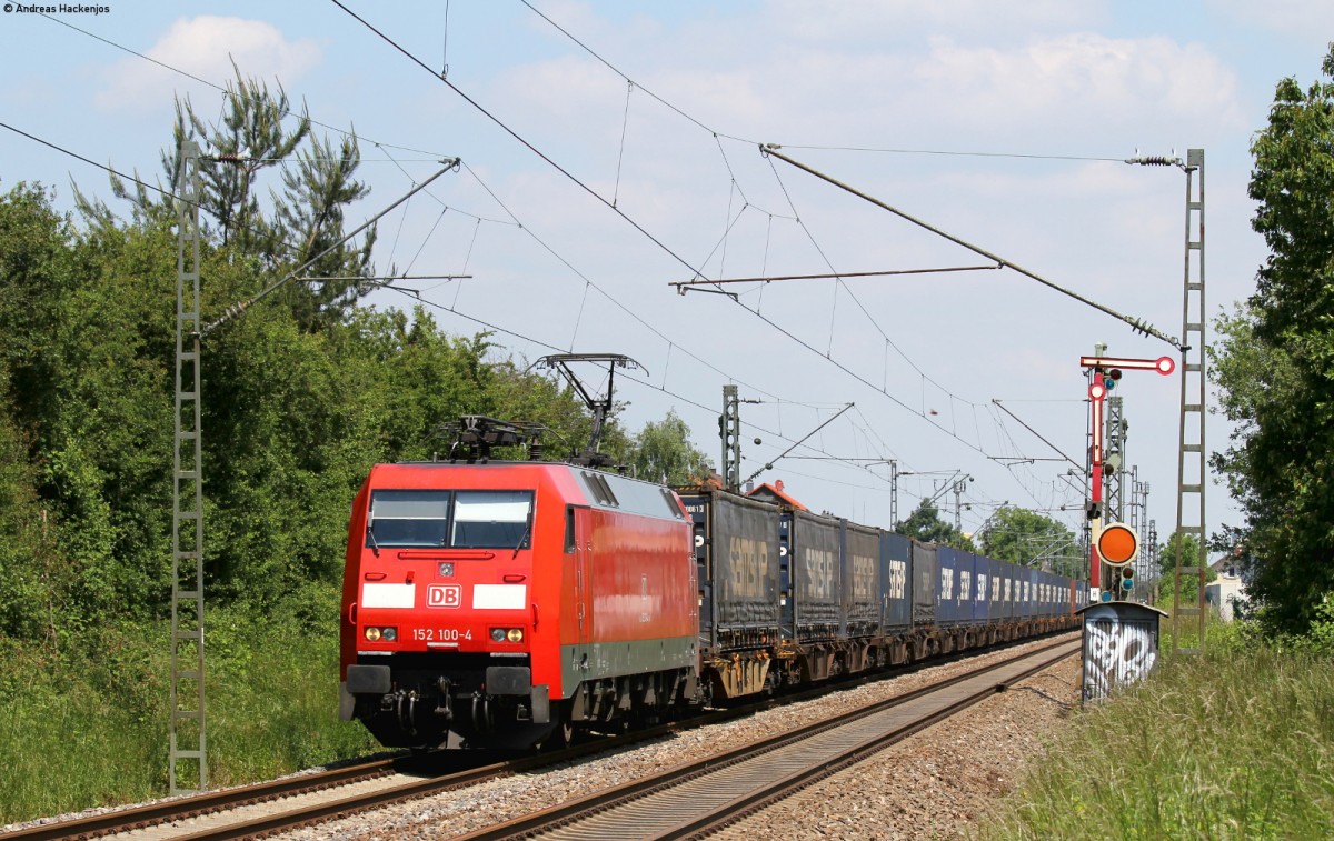 152 100-4 mit dem KT 46245 (Neuss Gbf-Melzo) bei Durmersheim 22.5.15