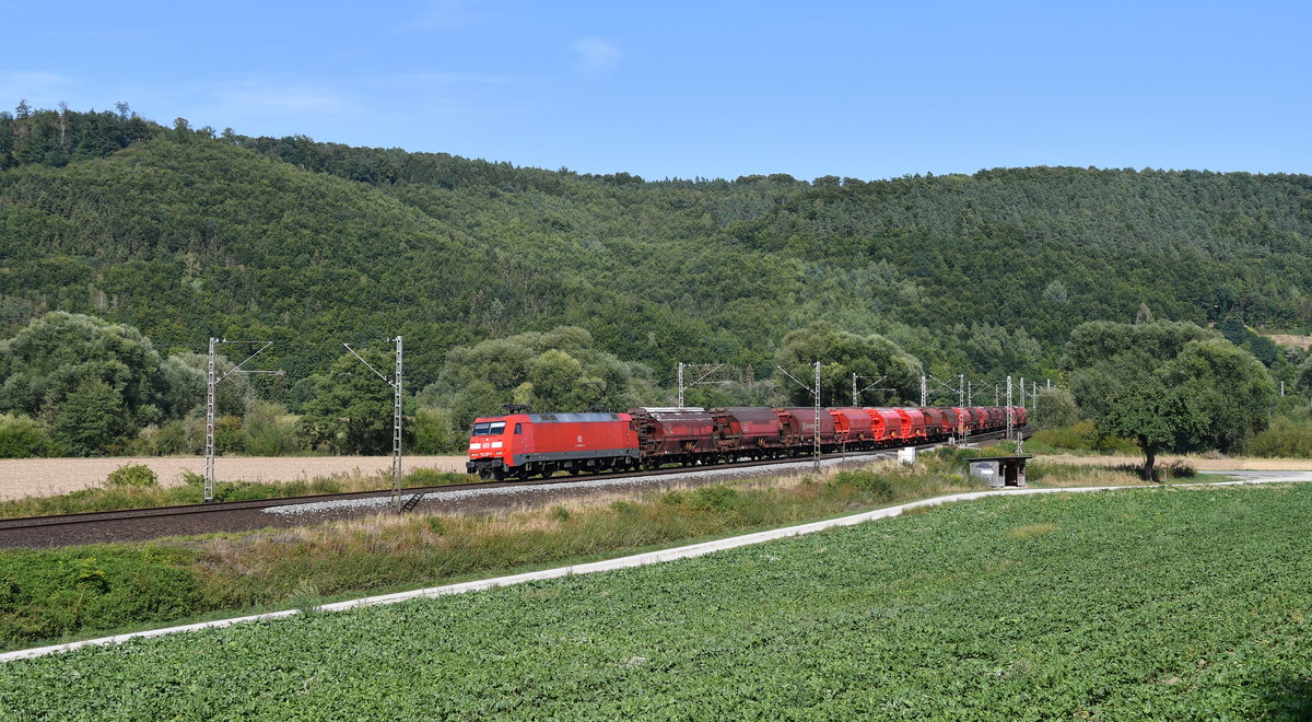 152 100 mit einem Ganzzug Tanoos am 16.08.2018 bei Freden
