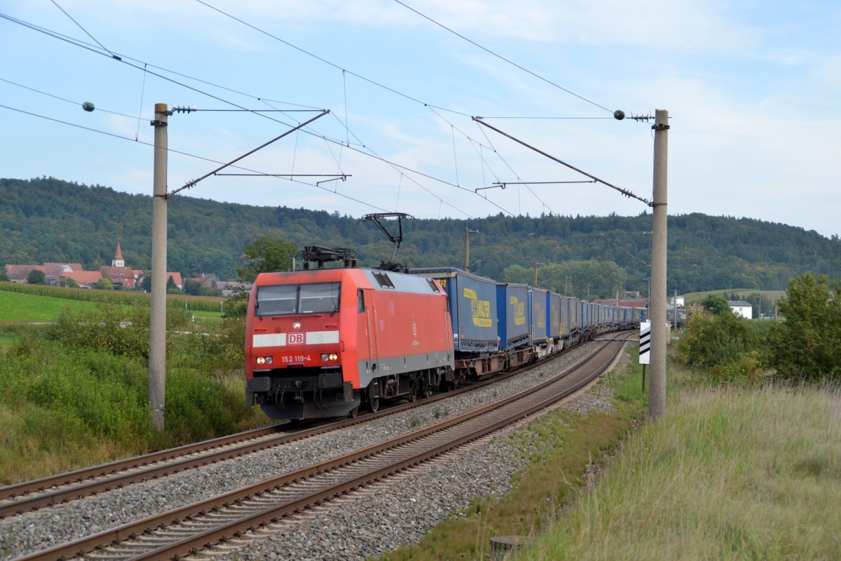 152 119 mit KT 50158 München Ost Rbf - Meimersdorf am 18.09.2014 bei Oberdachstetten.