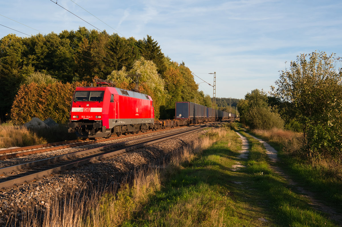152 154 mit dem Tchibo KLV-Zug bei Postbauer-Heng Richtung Nürnberg, 11.09.2018