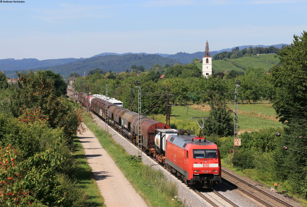 152 156-6 mit dem EZ 44625 (Mannheim Rbf-Basel SBB RB) bei Denzlingen 23.7.20