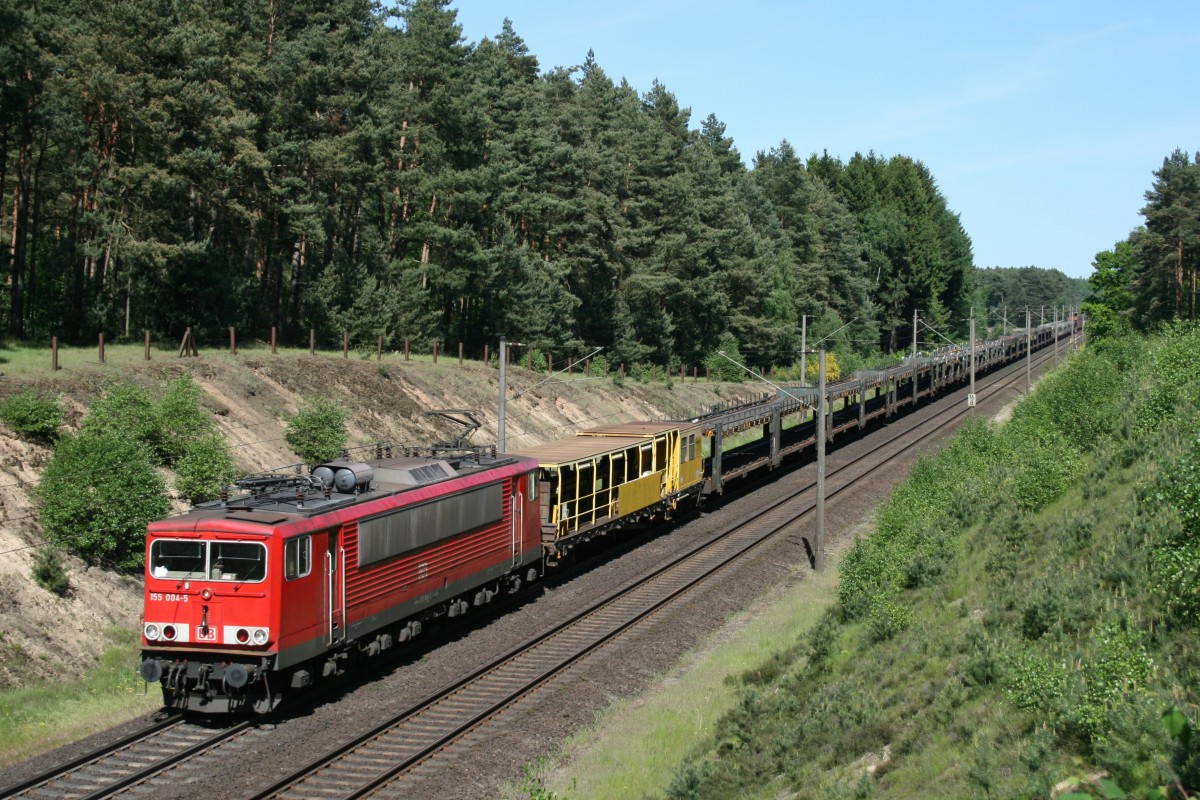 155 004 mit EZ 51451 (Maschen Rbf–Seelze Rbf) am 16.05.2014 zwischen Maschen Rbf und Jesteburg