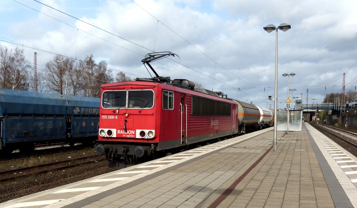 155 008-6 durchfährt am 15.03.2014 mit einem Kesselwagenzug Gladbeck West