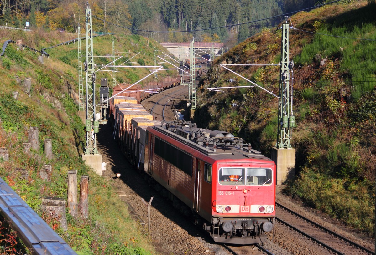 155 015-1 DB Schenker bei Steinbach am 24.10.2014.
