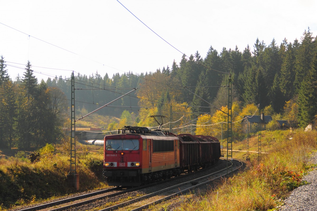 155 048-2 DB Schenker bei Steinbach am 24.10.2014.