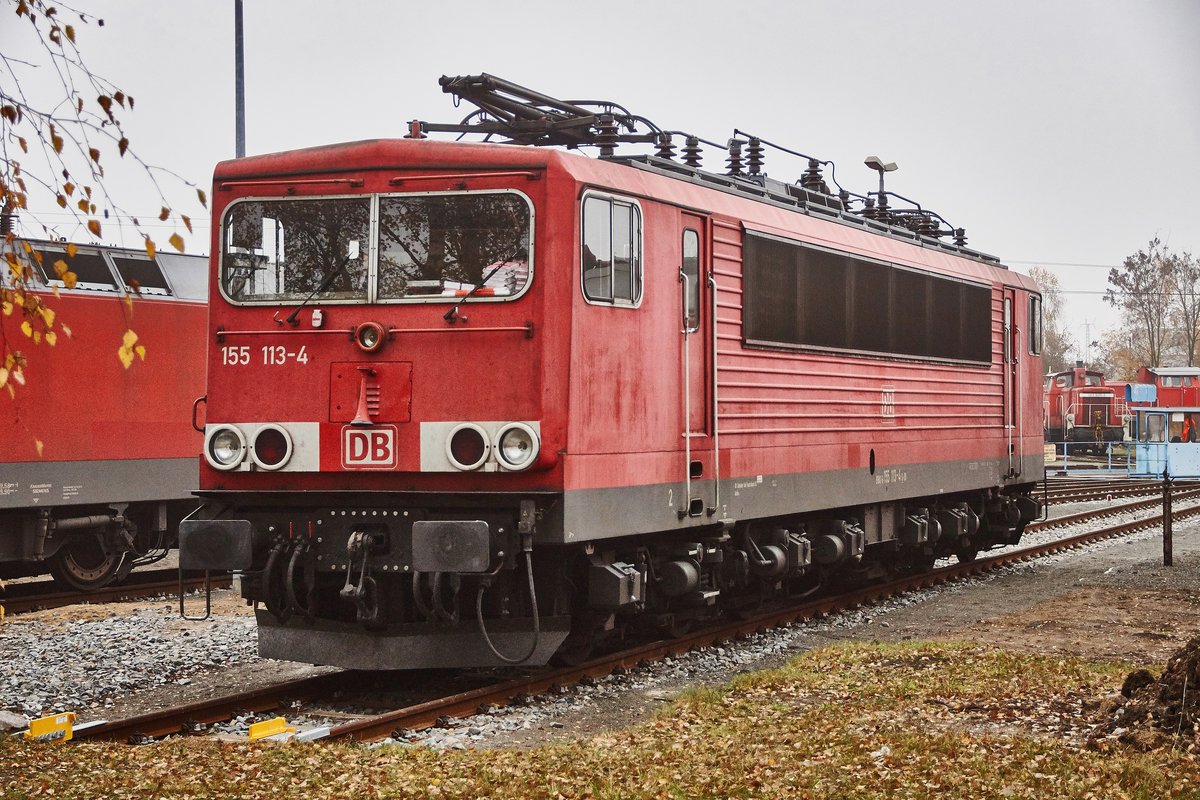 155 113-4 stand am 26.11.16 im BW Engelsdorf.Bild auf öffentlichen Gelände gemacht.