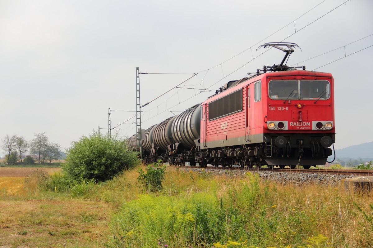 155 130-8 DB Schenker bei Reundorf am 30.07.2014.