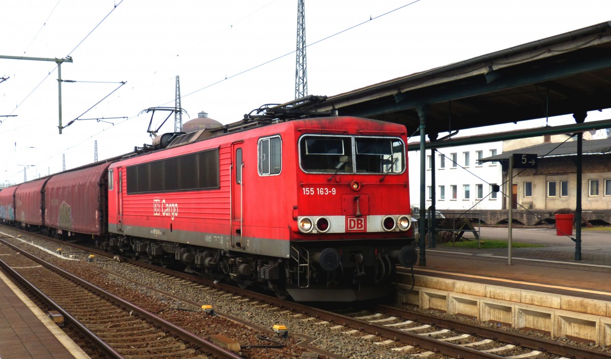 155 163-9 mit Güterzug, Nordhausen 07.03.2014