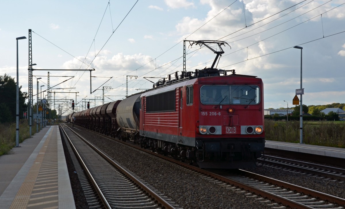 155 206 zog am 24.08.14 einen gemischten Güterzug durch Rodleben Richtung Wittenberg.