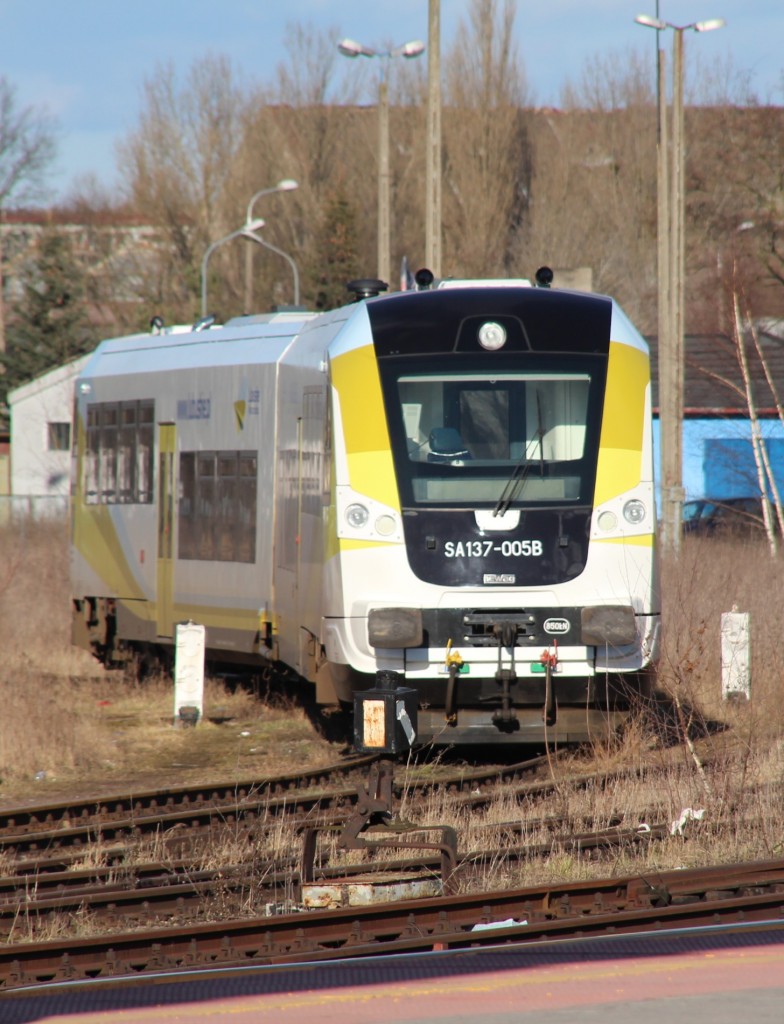 16.2.2014 Kostrzyn Osob (oben) - abgestellter Triebzug SA137 - 005B