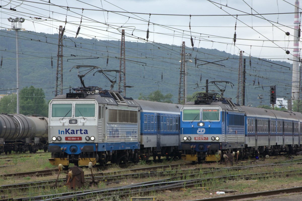 163 009-6 und 163 079 - 7 in Usti nad Labem zapad.13.05.2014 09:51 Uhr.