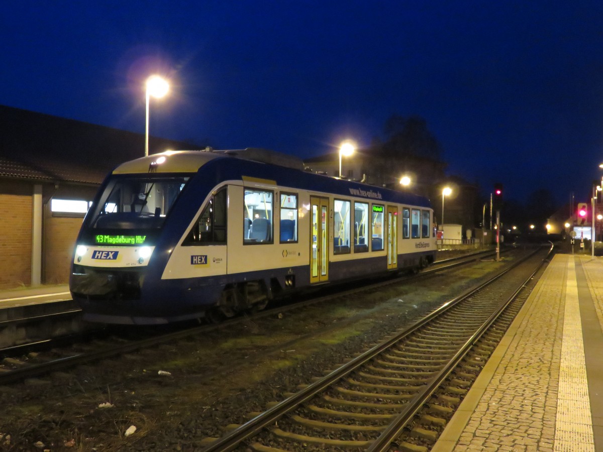 17.01.2015 VT 874 HEX nach Magdeburg HBF in Oschersleben