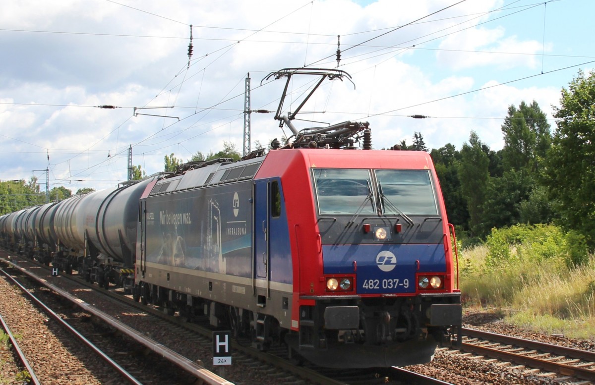 1.7.2014 Zepernick. 482 037 mit Kesselzug Richtung Karower Kreuz.