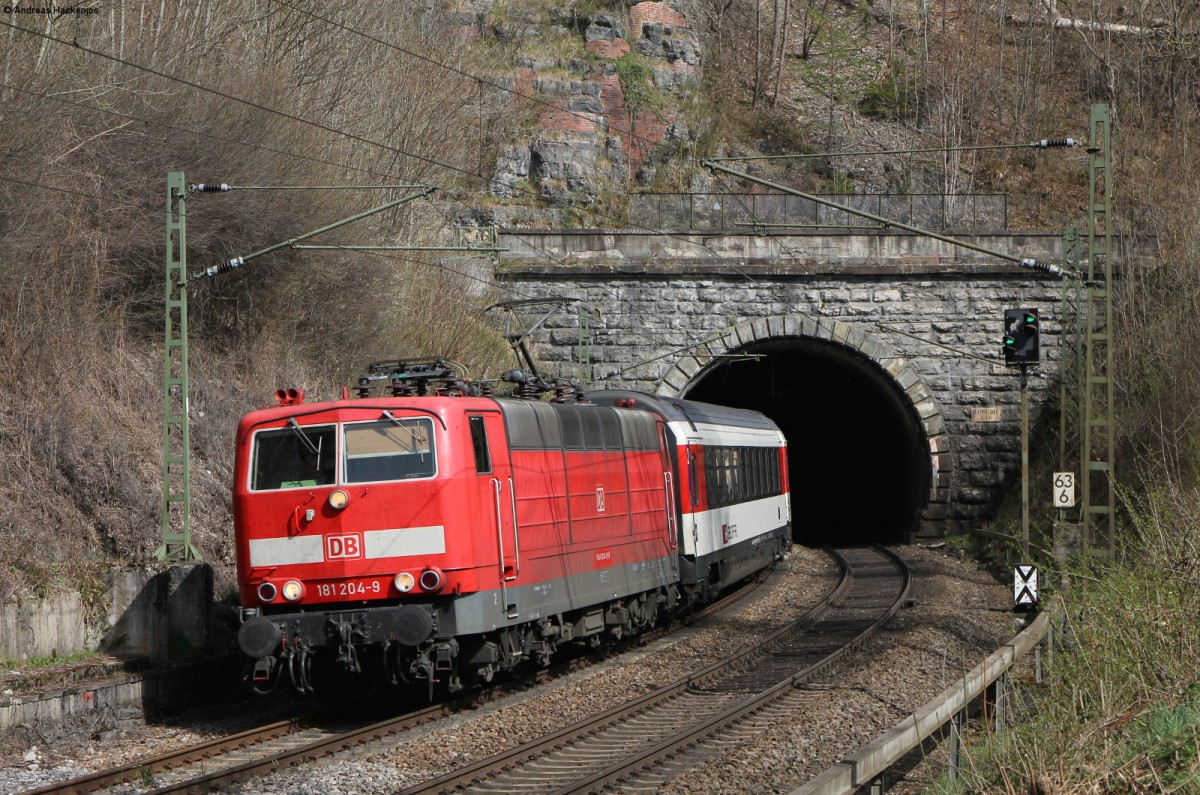 181 204-9 mit dem IC 185 (Stuttgart Hbf-Zürich HB) bei Mühlen 30.3.14