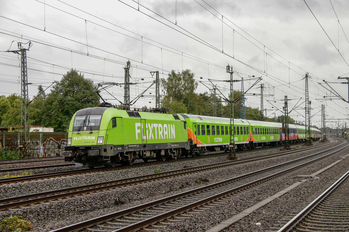 182 505 mit Flixtrain in Hamburg Harburg, am 21.09.2018.