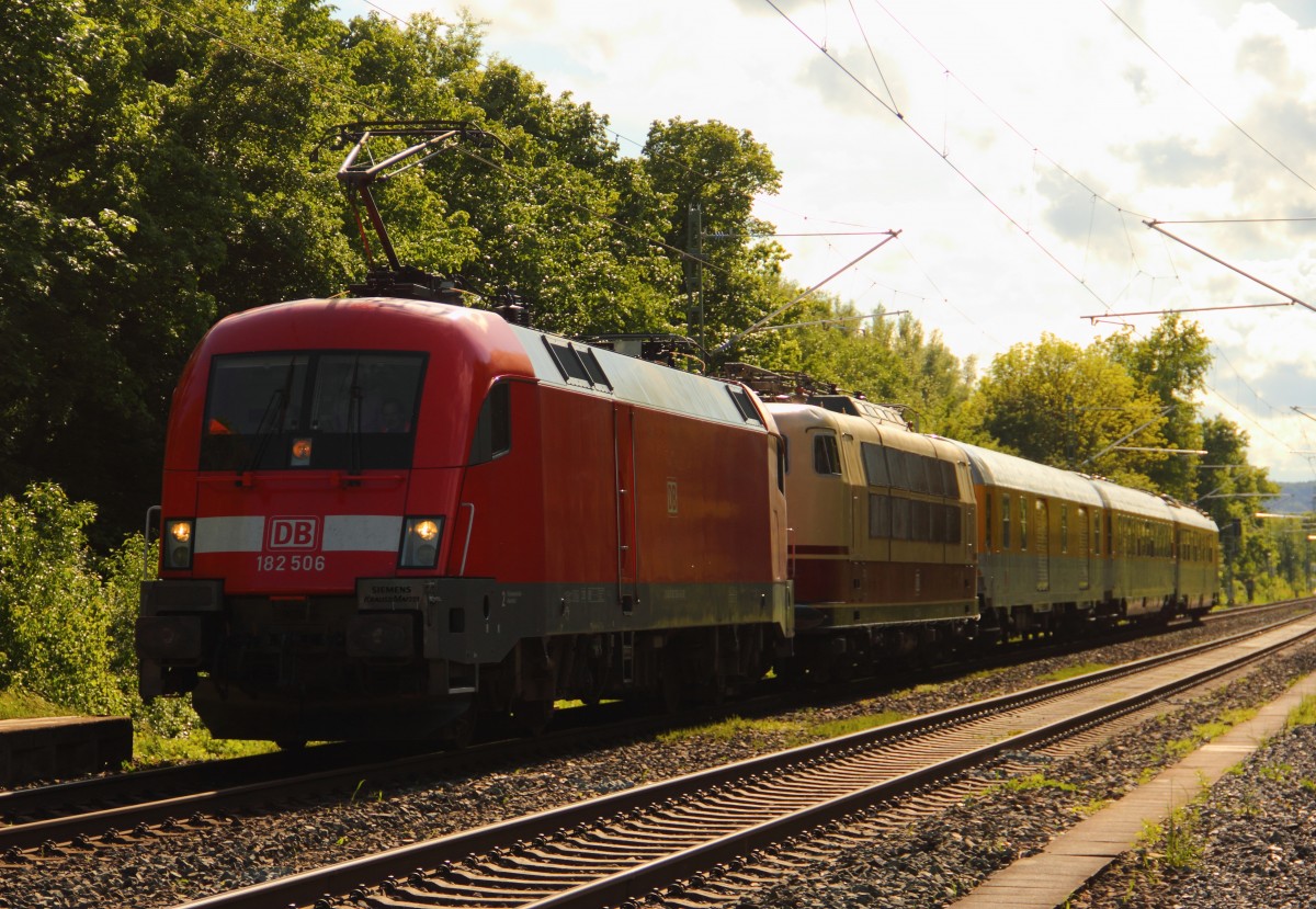 182 506-6 DB + 103 222-6 DB in Michelau am 12.05.2014.