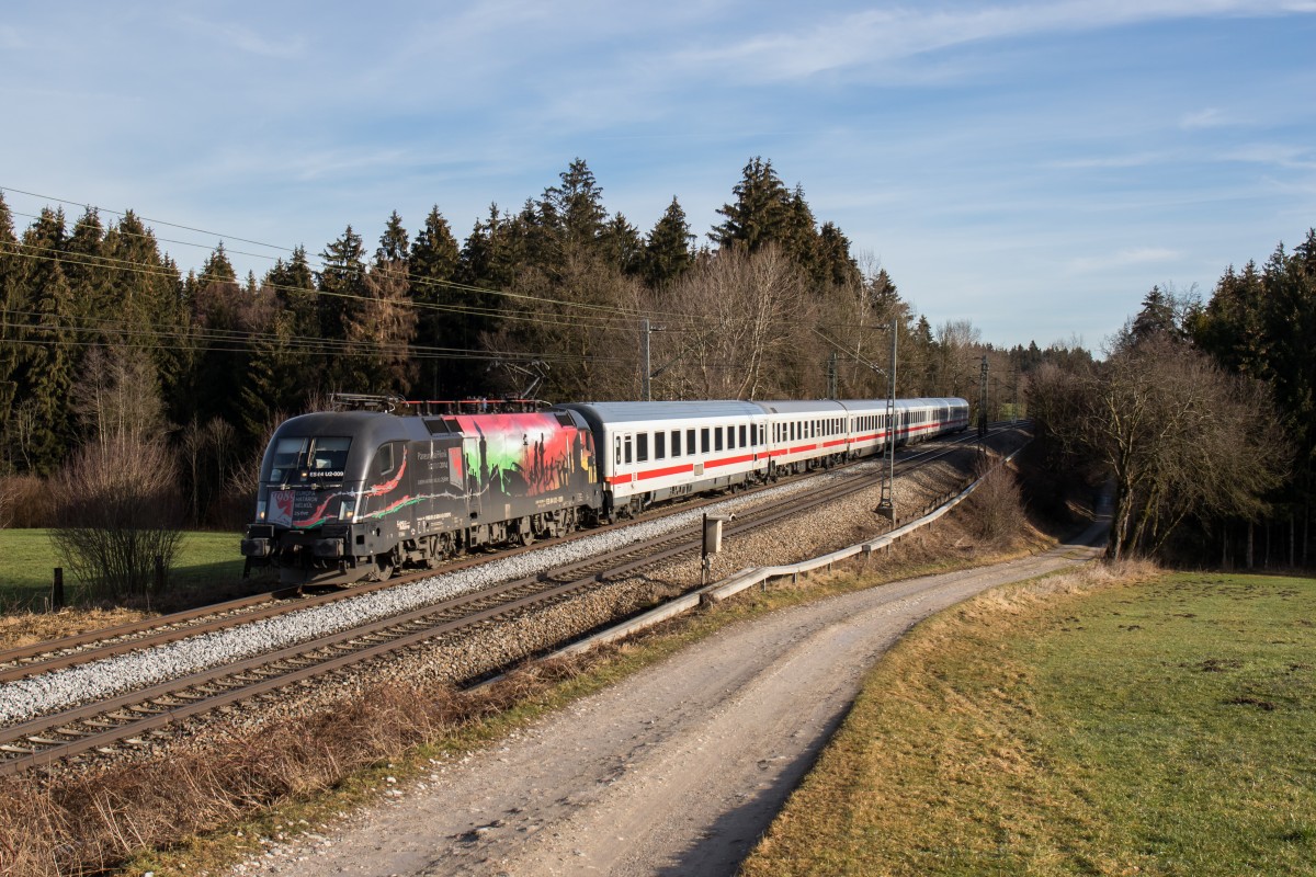 182 509  Paneuropäisches Picknick  mit dem IC 2082 am 6. Februar 2016 bei Grabenstätt.
