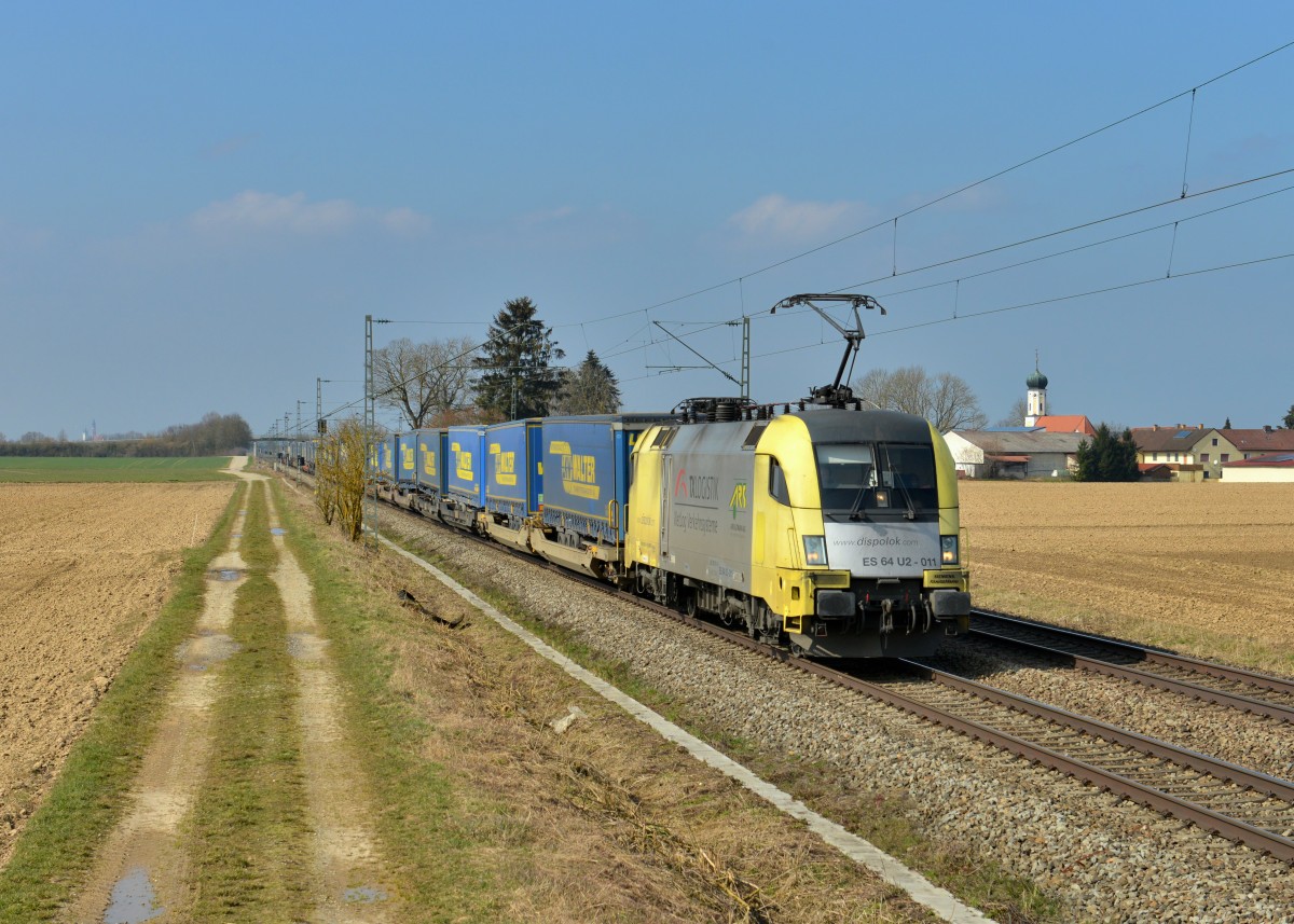 182 511 mit DGS 43945 am 11.03.2016 bei Amselfing. 
