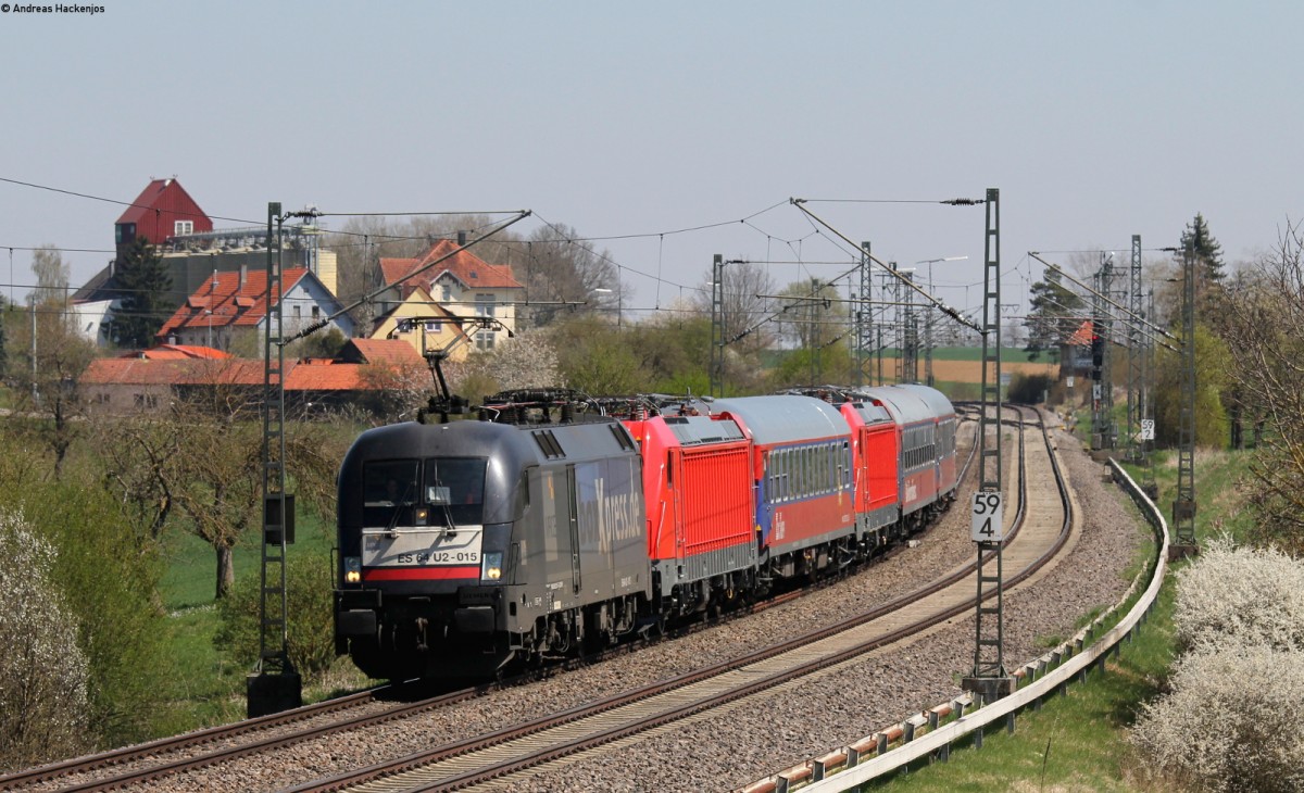 182 515-7 mit 187 102-9 und 147 001-2 auf Messfahrt bei Eutingen 20.4.15