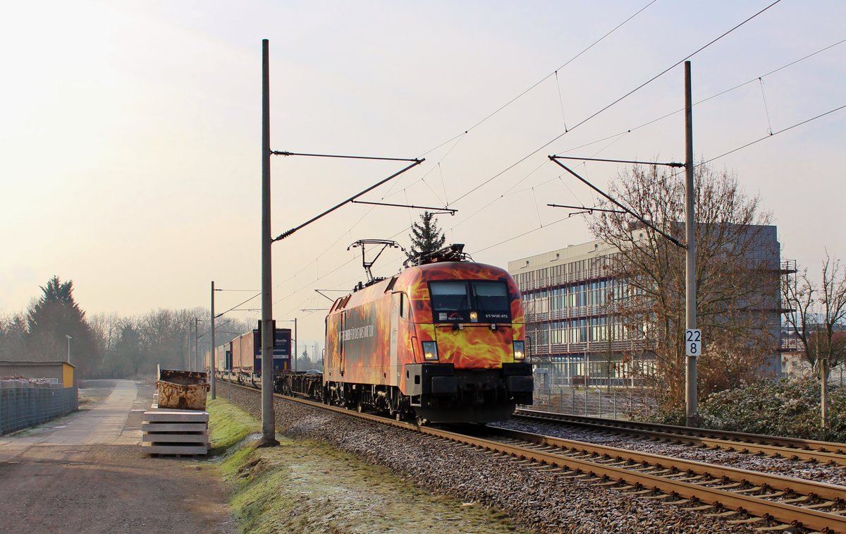 182 572 mit 43148 fuhr am 23.01.19 durch Jena-Zwätzen nach Rostock.