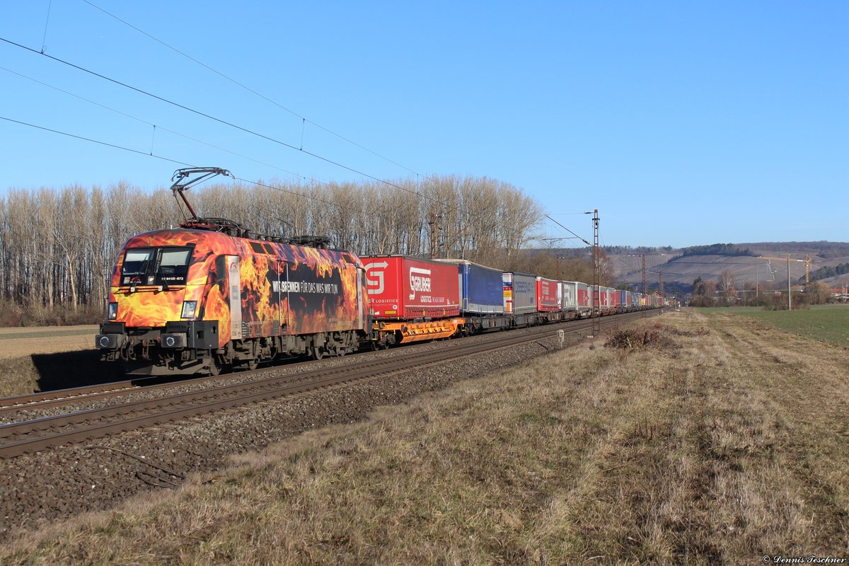 182 572 TXL mit einem KLV-Zug fotografiert bei Retzbach-Zellingen am Mittwoch dem 27.02.2019