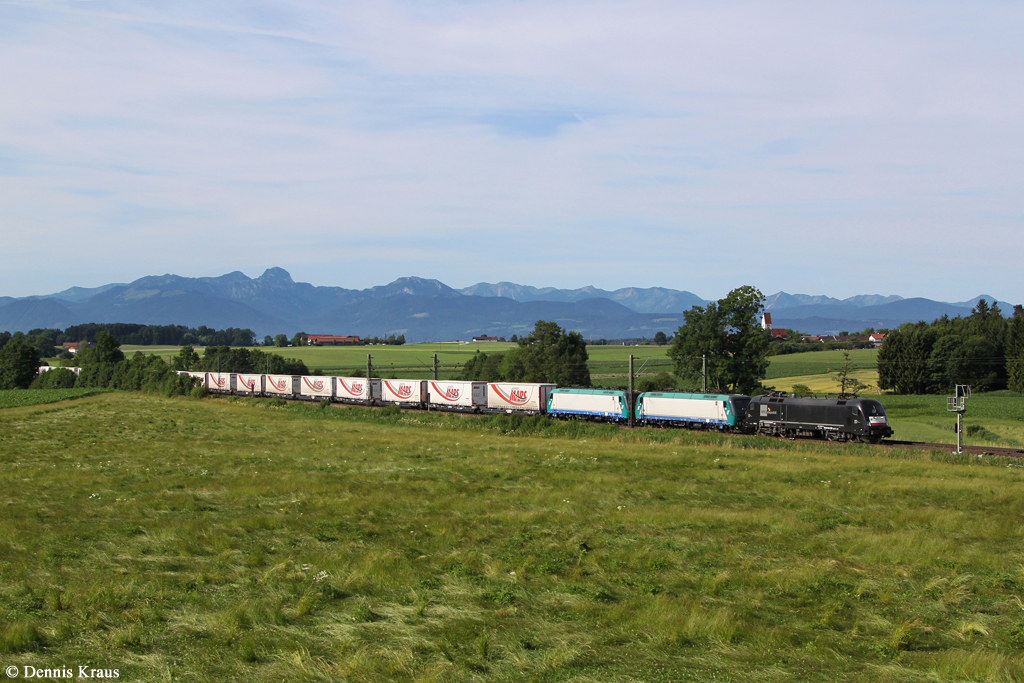 182 598 + 412 020 + 412 002 mit dem Mars Klv am 03.07.2014 in Haus bei Ostermünchen.