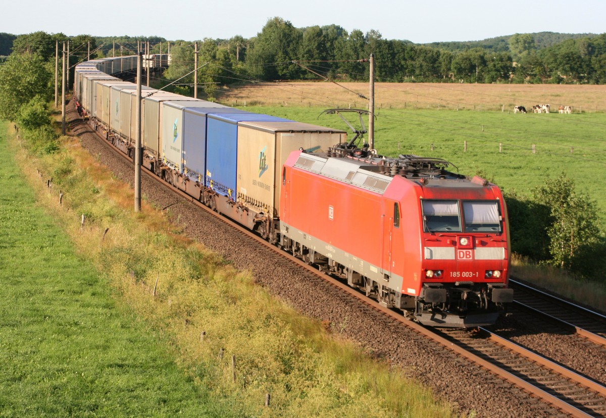 185 003 mit GA 52941 (Hamburg-Billwerder–Stuttgart Hafen) am 17.06.2014 zwischen Maschen Rbf und Jesteburg