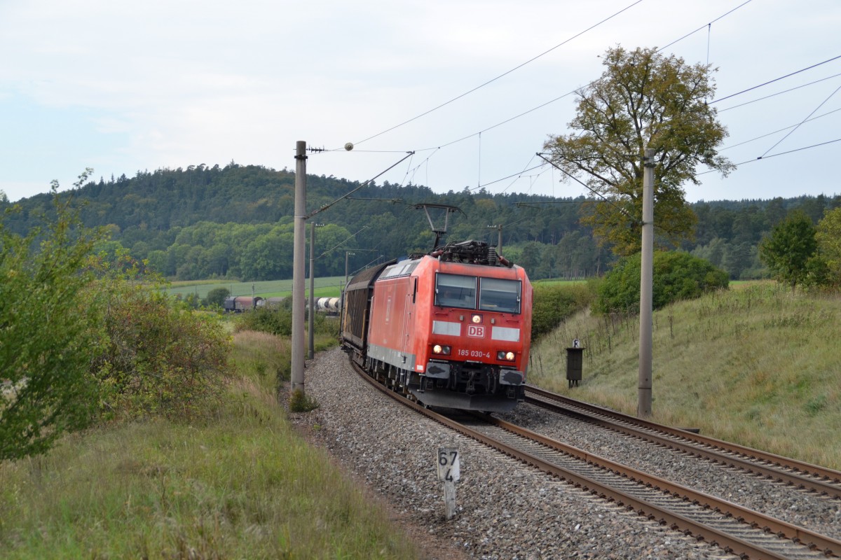 185 030 mit EZ 51889 Mannheim Rbf - Nürnberg Rbf am 18.09.2014 bei Oberdachstetten