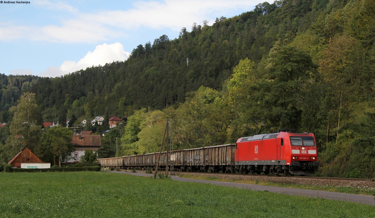 185 064-3 mit dem GC 49580 (Schaffhausen GB-Straubing) bei Aistaig 19.9.13