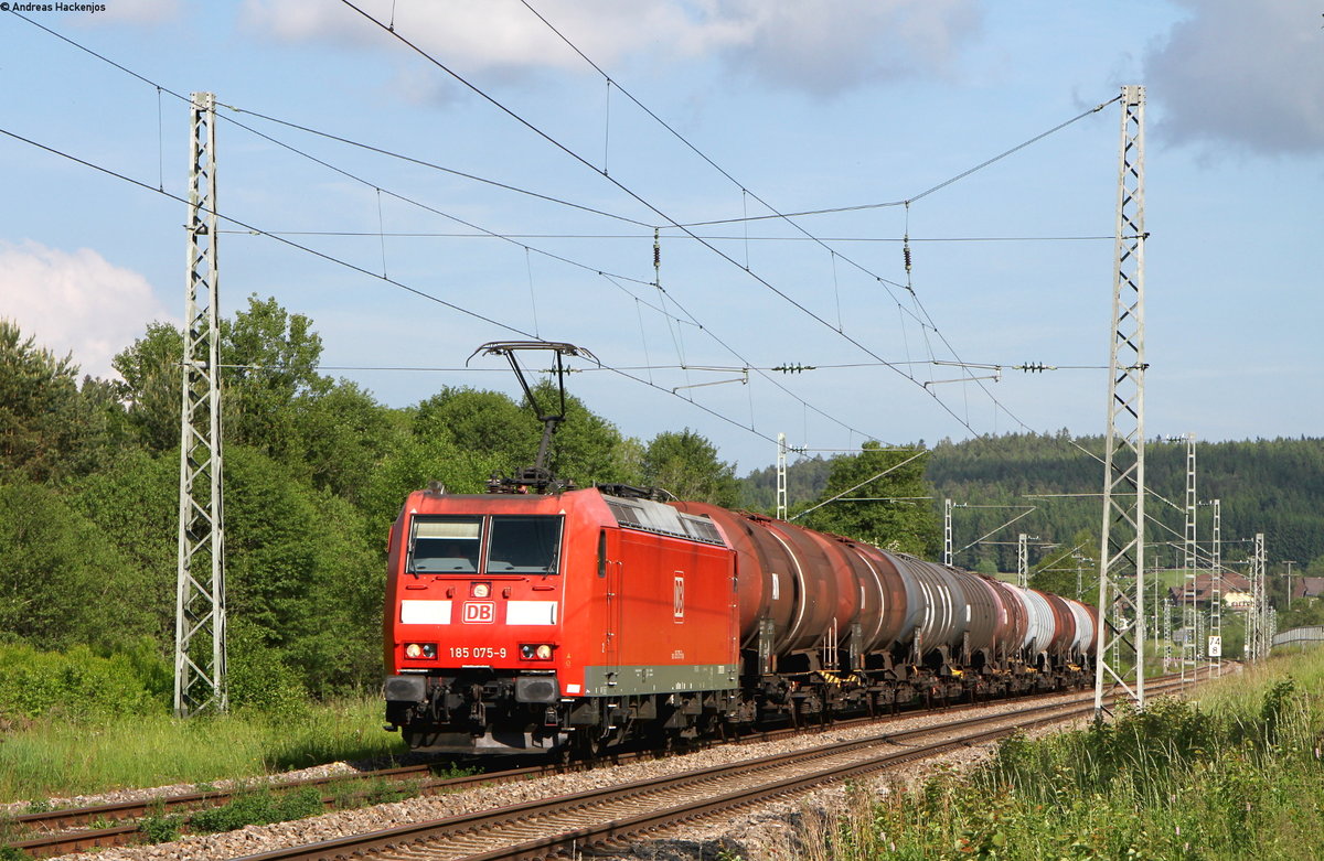 185 075-9 mit dem GC 60484 (Hausach-Rammelswiesen) bei Peterzell 10.6.16
