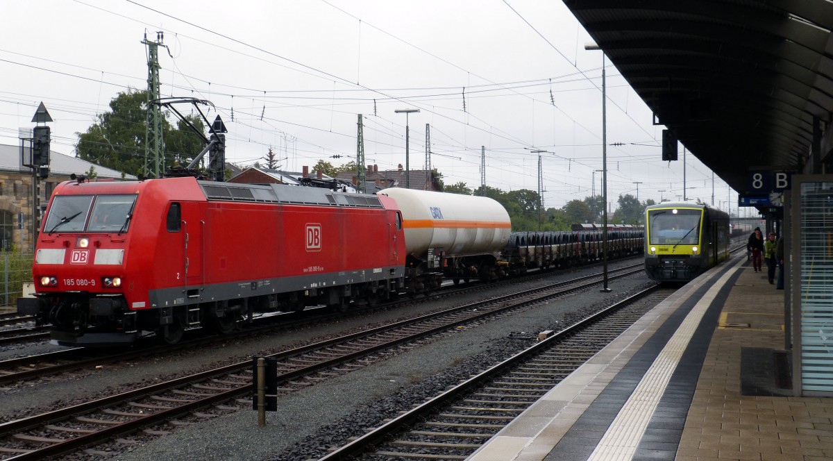185 080-9 und VT 650 729 Bahnhof Bamberg 15.09.2013