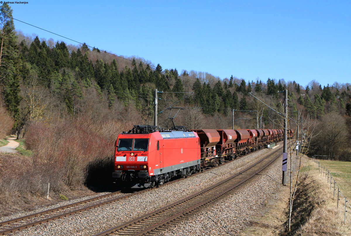 185 099-9 mit dem GP 68623 (Singen(Htw)-Karlsruhe Gbf) bei Aufen 13.3.20